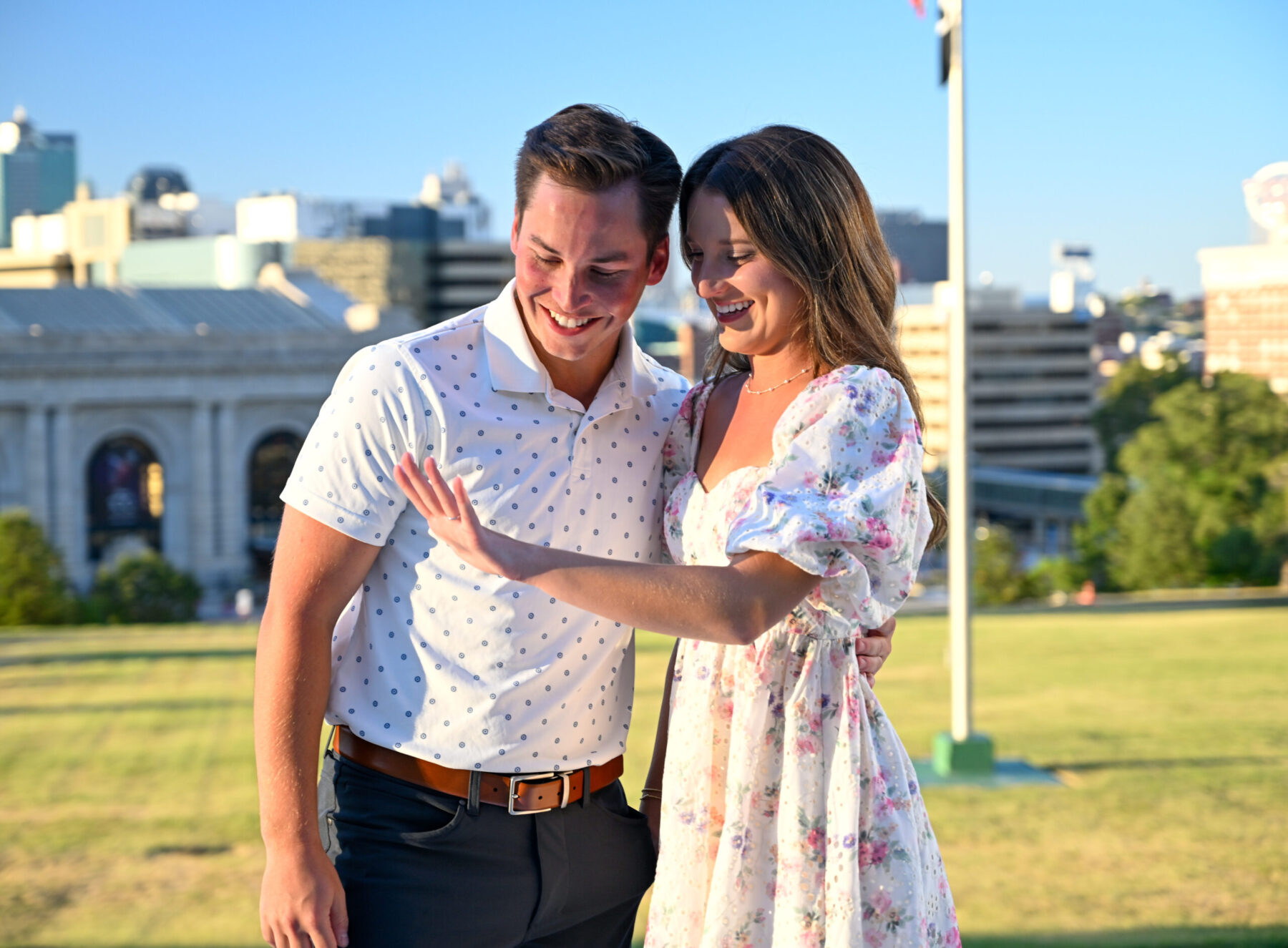 A couple celebrating their engagement